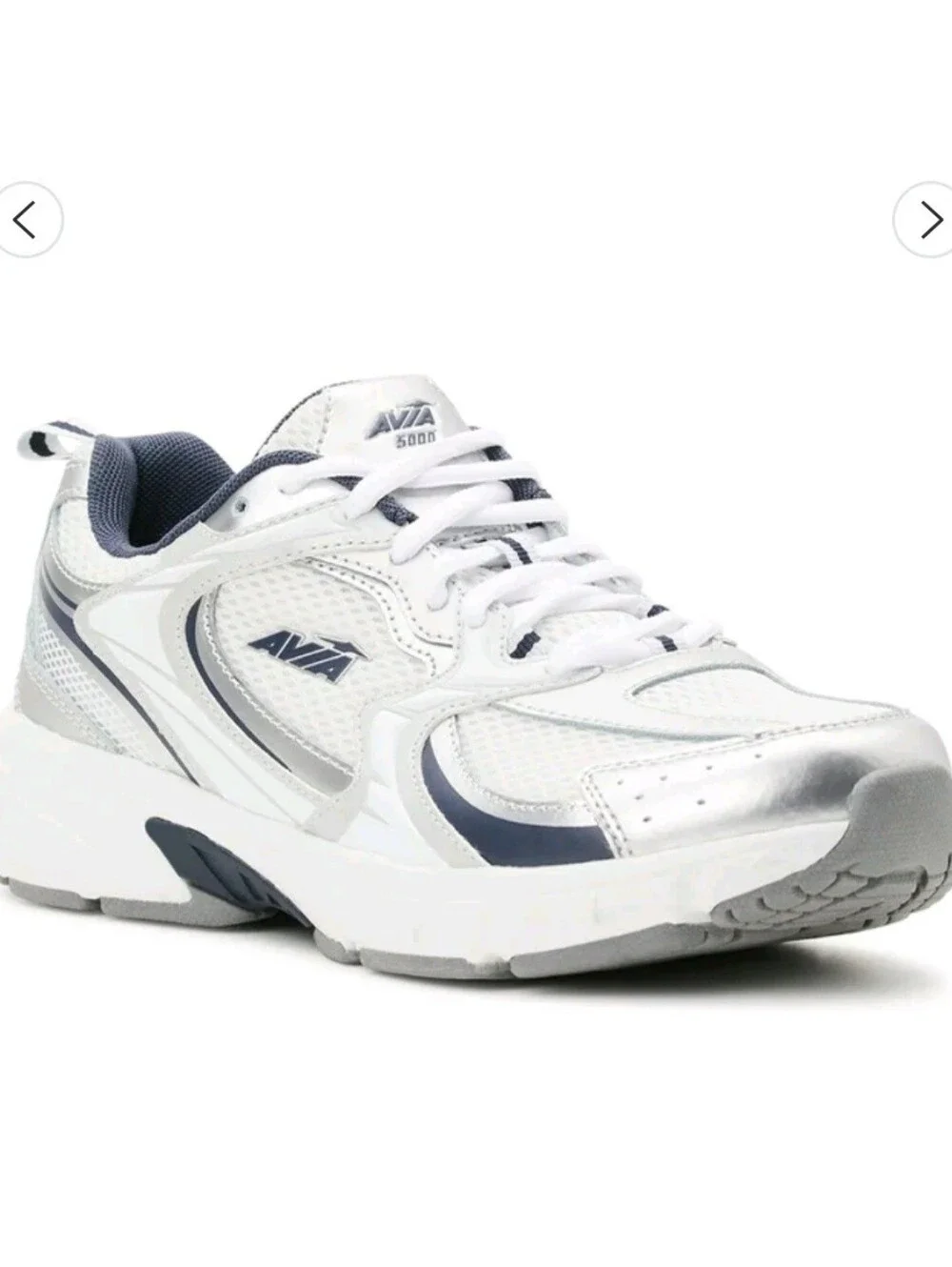 AVIA Women's White and Silver Athletic Walking Sneaker